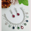 Aamrapali Glamour Silver Shine American Diamond Necklace Set