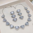 Aamrapali Modern Silver Plated with Sparkling Crystal Stone Necklace Set