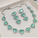 Aamrapali Modern Silver Plated with Sparkling Crystal Stone Necklace Set