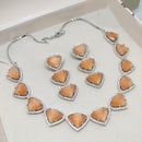 Aamrapali Modern Silver Plated with Sparkling Crystal Stone Necklace Set