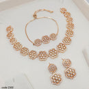Aamrapali Glam Rose Gold Plated Austrian Stone for Elegant Occasions Necklace Set