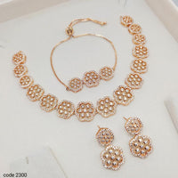 Aamrapali Glam Rose Gold Plated Austrian Stone for Elegant Occasions Necklace Set