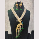 Aamrapali Elegant Gold Plated Embellished with Beads and Pearls Peacock Necklace Set