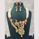 Aamrapali Elegant Gold Plated Embellished with Beads and Pearls Peacock Necklace Set