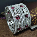 Aamrapali Traditional Yet Trendy Silver Plated with American Daimonds Detailing Bangle Set