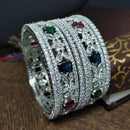 Aamrapali Traditional Yet Trendy Silver Plated with American Daimonds Detailing Bangle Set