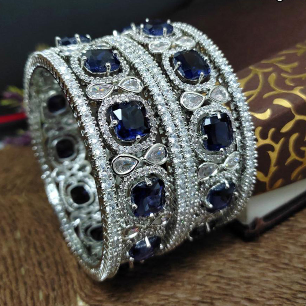 Aamrapali Traditional Yet Trendy Silver Plated with American Daimonds Detailing Bangle Set