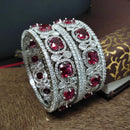Aamrapali Traditional Yet Trendy Silver Plated with American Daimonds Detailing Bangle Set