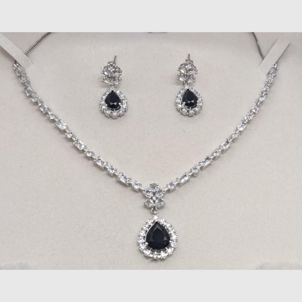 Aamrapali Glamour Silver Shine American Diamond Necklace Set