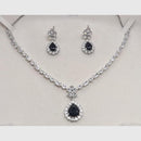 Aamrapali Glamour Silver Shine American Diamond Necklace Set