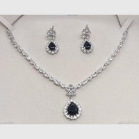 Aamrapali Glamour Silver Shine American Diamond Necklace Set