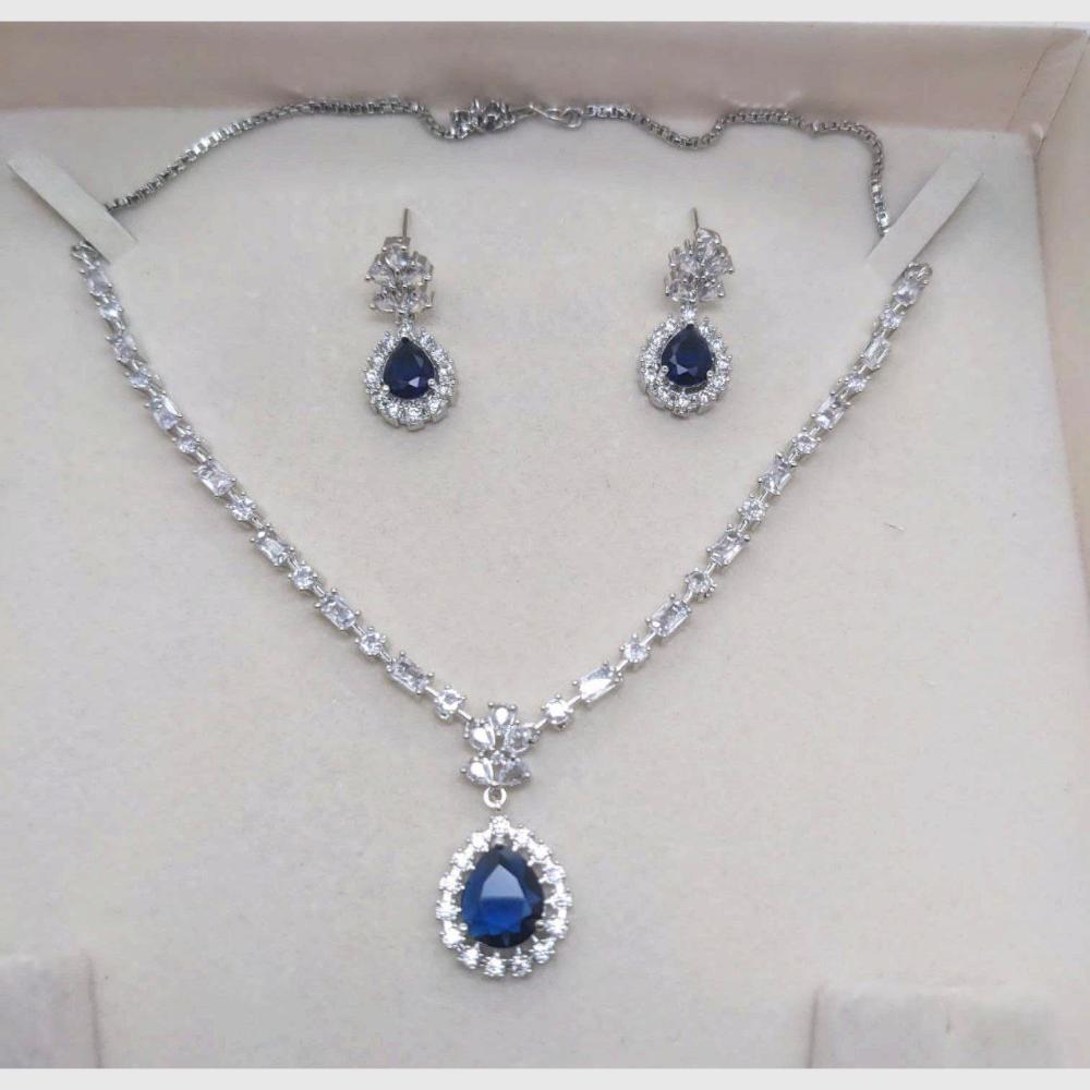 Aamrapali Glamour Silver Shine American Diamond Necklace Set