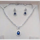 Aamrapali Glamour Silver Shine American Diamond Necklace Set