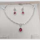 Aamrapali Glamour Silver Shine American Diamond Necklace Set