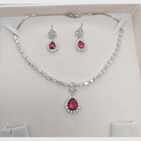 Aamrapali Glamour Silver Shine American Diamond Necklace Set