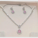 Aamrapali Glamour Silver Shine American Diamond Necklace Set