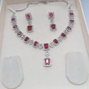 Aamrapali Glamour Silver Shine American Diamond Necklace Set