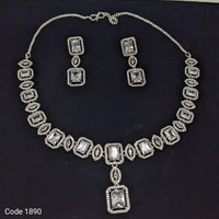 Aamrapali Glamour Silver Shine American Diamond Necklace Set