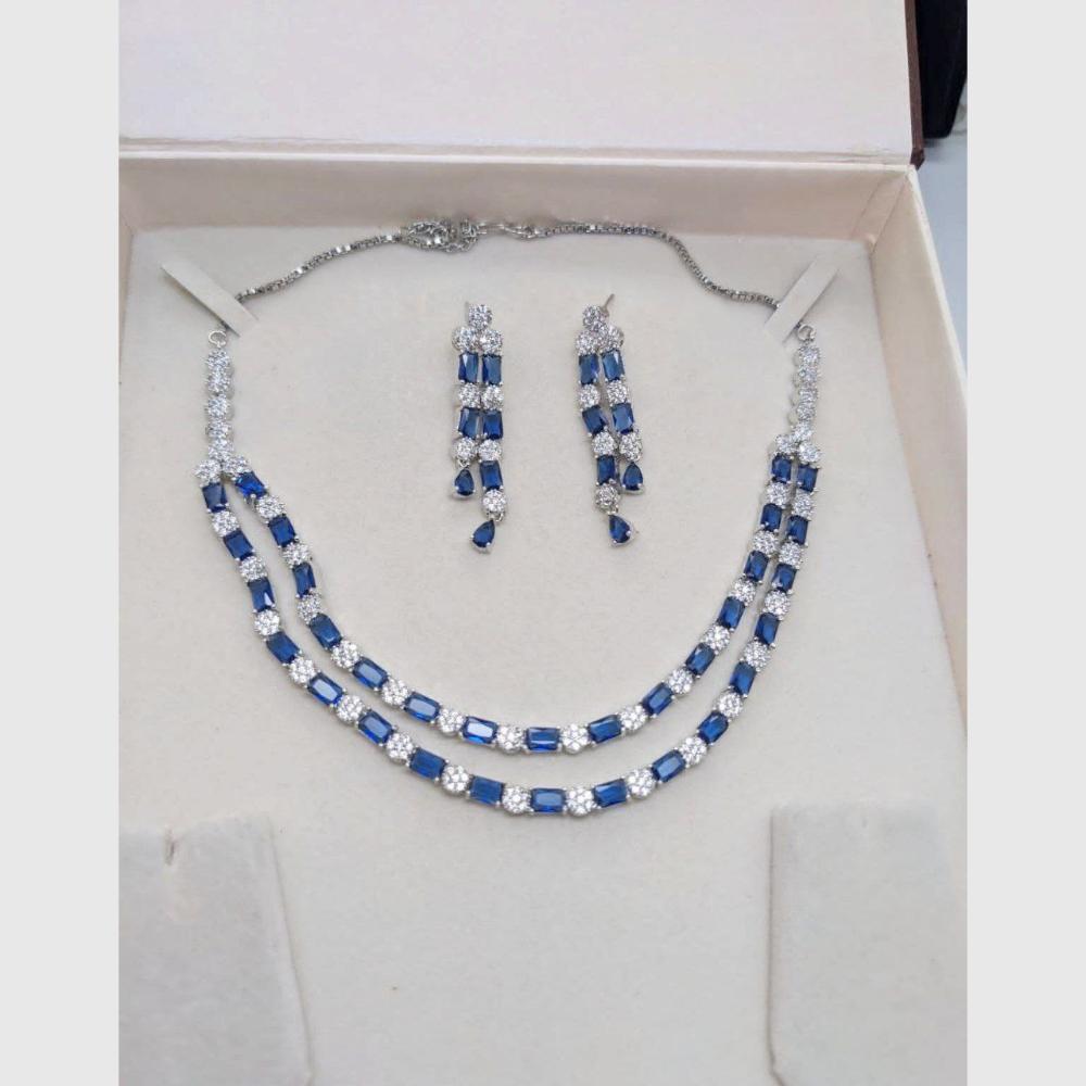 Aamrapali Glamour Silver Shine American Diamond Necklace Set