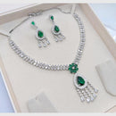Aamrapali Glamour Silver Shine American Diamond Necklace Set