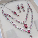 Aamrapali Glamour Silver Shine American Diamond Necklace Set