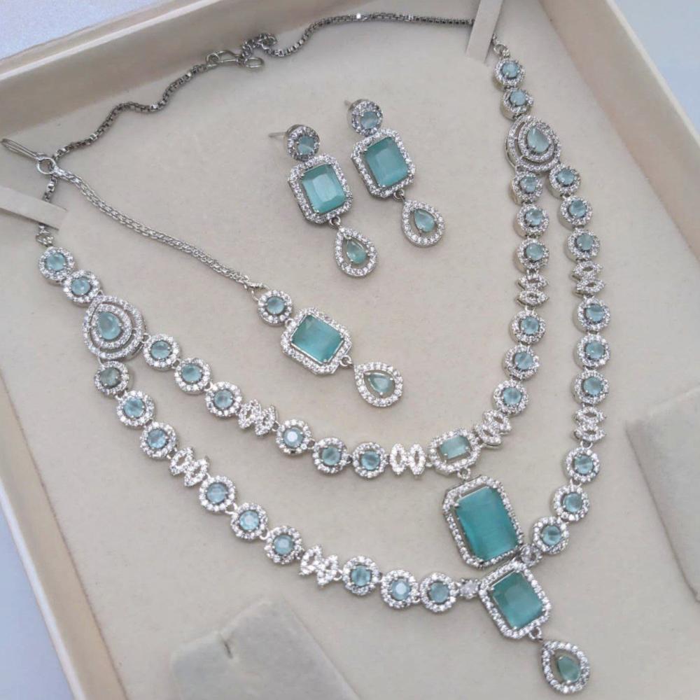 Aamrapali Glamour Silver Shine American Diamond Necklace Set