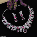 Aamrapali Glamour Silver Shine American Diamond Necklace Set