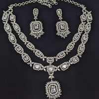 Aamrapali Glamour Silver Shine American Diamond Necklace Set