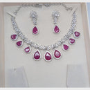 Aamrapali Glamour Silver Shine American Diamond Necklace Set