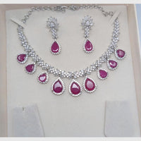 Aamrapali Glamour Silver Shine American Diamond Necklace Set