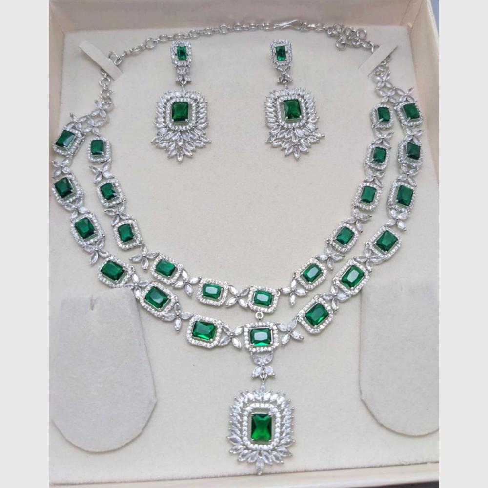 Aamrapali Glamour Silver Shine American Diamond Necklace Set