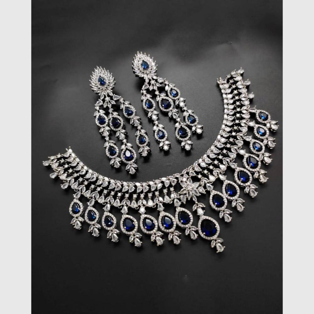 Aamrapali Glamour Silver Shine American Diamond Necklace Set