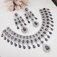 Aamrapali Glamour Silver Shine American Diamond Necklace Set