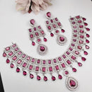 Aamrapali Glamour Silver Shine American Diamond Necklace Set