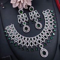 Aamrapali Glamour Silver Shine American Diamond Necklace Set