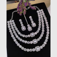 Aamrapali Glamour Silver Shine American Diamond Necklace Set