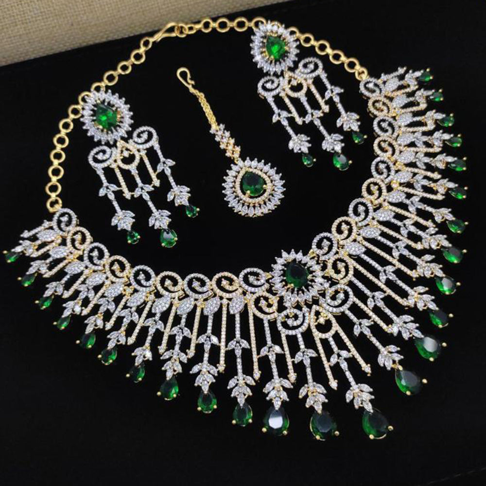 Aamrapali Glamour Silver Shine American Diamond Necklace Set