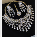 Aamrapali Glamour Silver Shine American Diamond Necklace Set