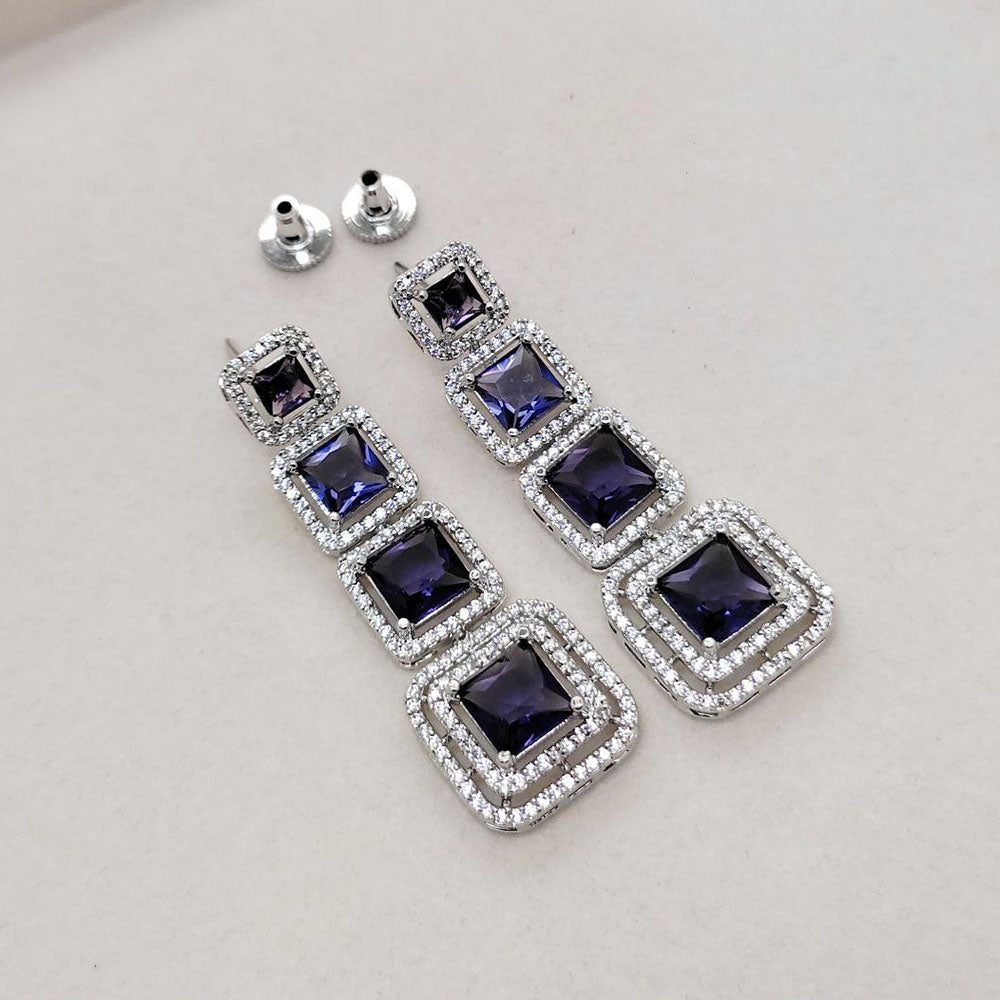 Aamrapali Silver Plated American Diamonds Dangler Earrings