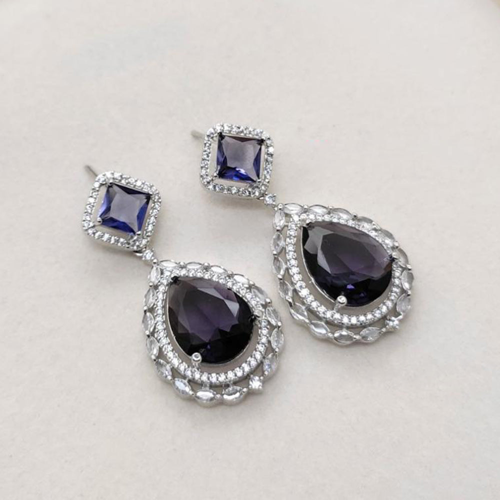 Aamrapali Silver Plated American Daimonds Dangler Earrings