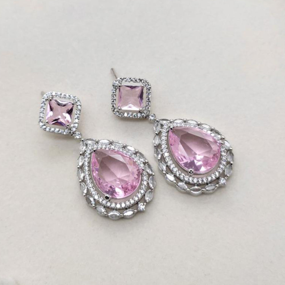 Aamrapali Silver Plated American Daimonds Dangler Earrings