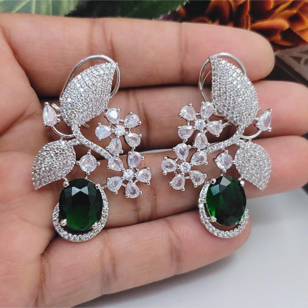 Aamrapali Silver Plated American Daimonds Dangler Earrings