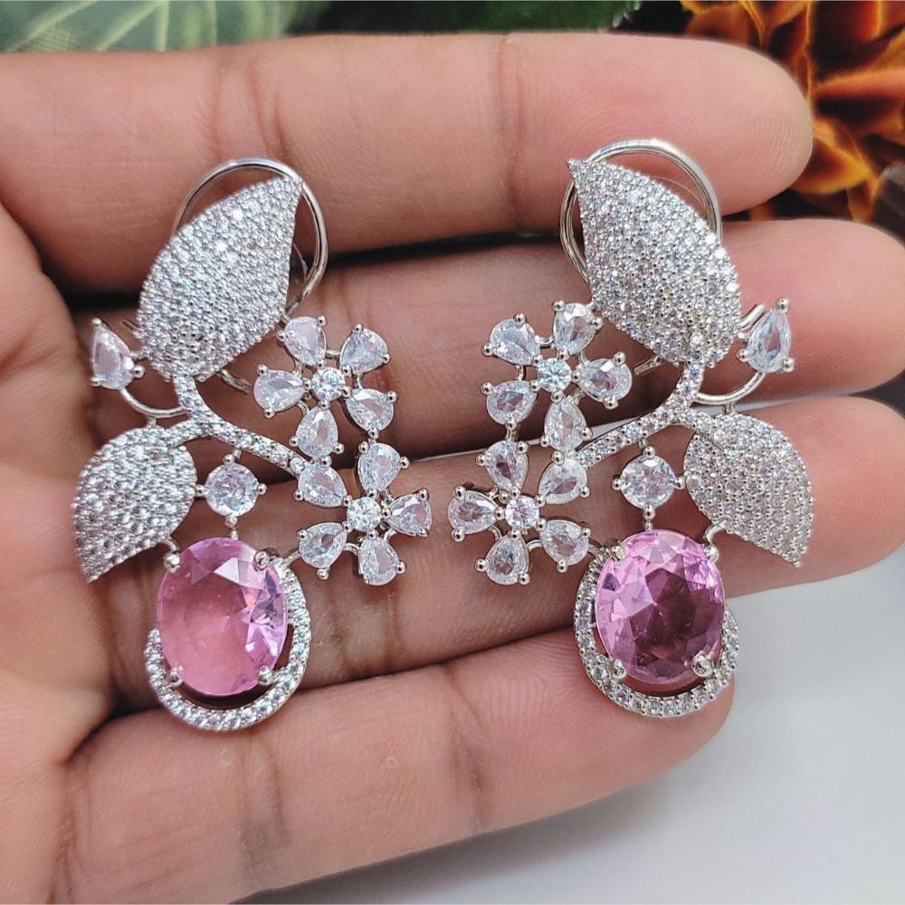 Aamrapali Silver Plated American Daimonds Dangler Earrings