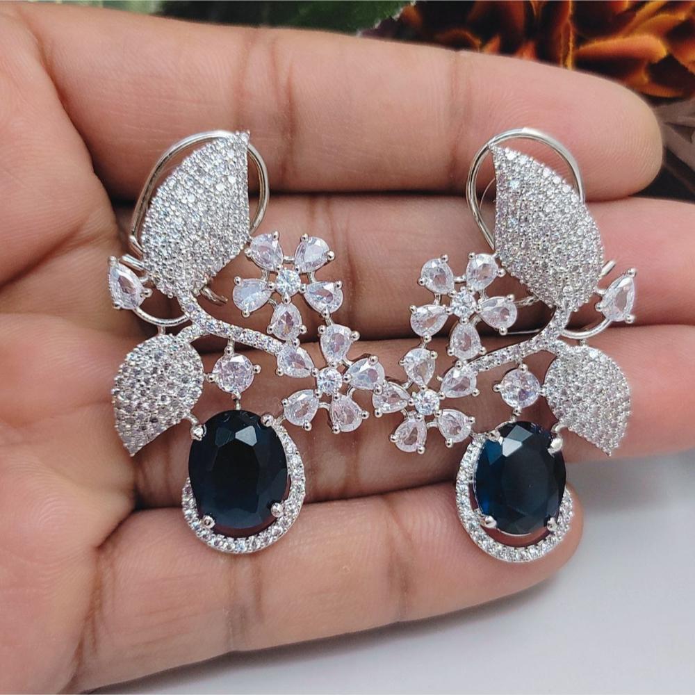 Aamrapali Silver Plated American Daimonds Dangler Earrings