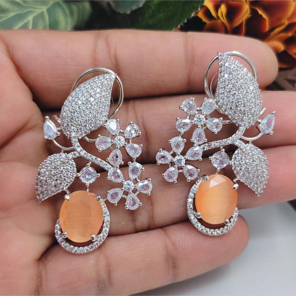 Aamrapali Silver Plated American Daimonds Dangler Earrings