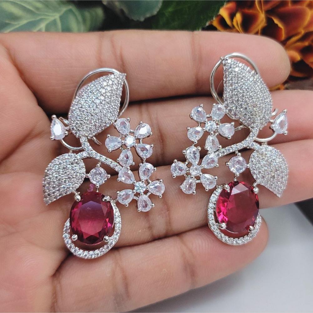 Aamrapali Silver Plated American Daimonds Dangler Earrings