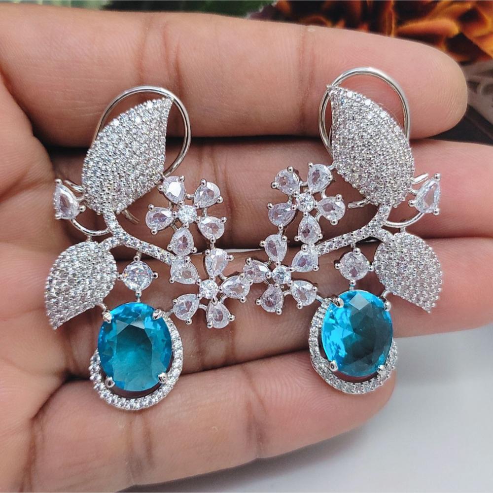 Aamrapali Silver Plated American Daimonds Dangler Earrings