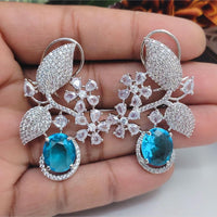 Aamrapali Silver Plated American Daimonds Dangler Earrings