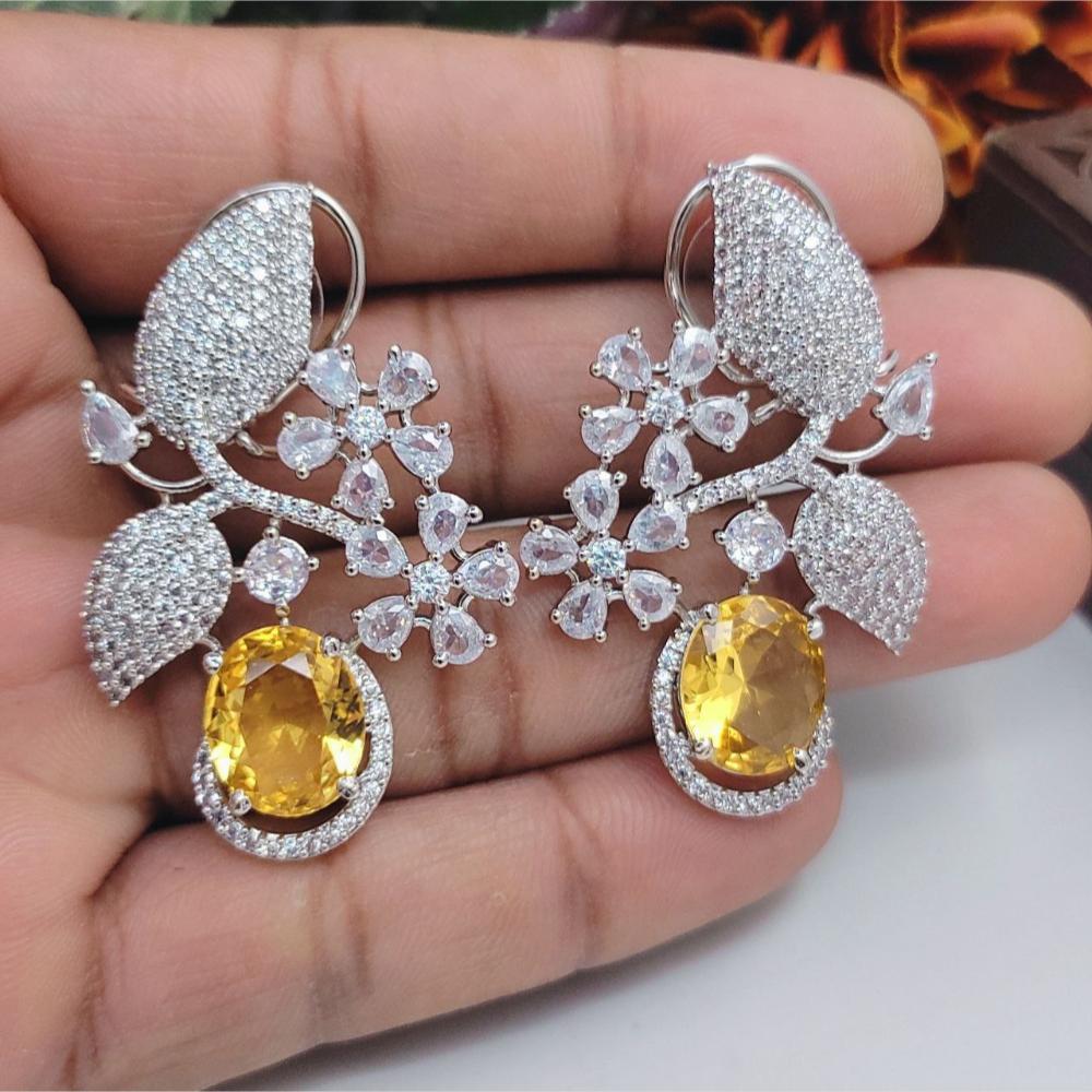 Aamrapali Silver Plated American Daimonds Dangler Earrings