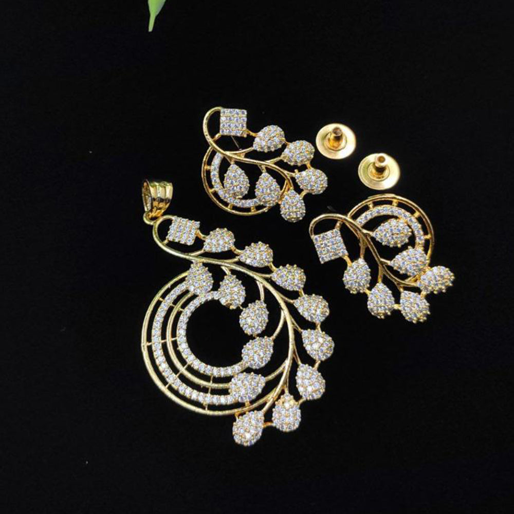 Aamrapali Gold Plated American Daimonds Pendant Set